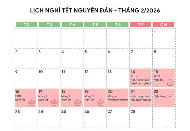 Lịch nghỉ tết 2026