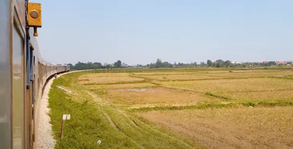 Tàu SE8 băng qua những cánh đồng bát ngát ở Nghệ An
